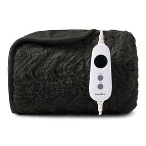 Dreamaker Felix 500gsm Faux Fur Washable Electric Heated Throw Blanket Charcoal 120x160cm | Overheat Protection, 9 Heat Settings