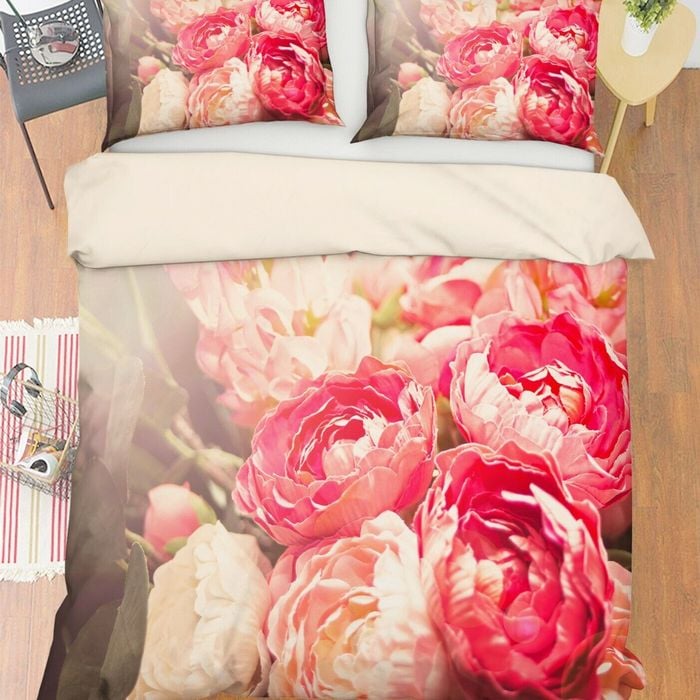 3D Red Peony 352 Bed Pillowcases Quilt King Single Size