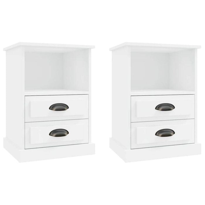 vidaXL Bedside Tables 2 pcs Nightstand Bedroom Lamp Stand Side Cabinet White