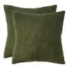 Gioia Casa Corduroy Cushion Covers - Soft Velvet with Windmill Pattern & Hidden Zipper - Olive Green, 45cm x 45cm (Twin Pack)