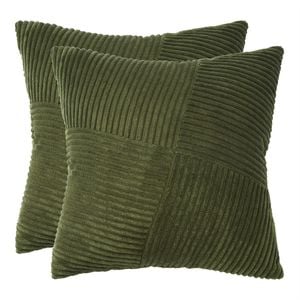 Gioia Casa Corduroy Cushion Covers - Soft Velvet with Windmill Pattern & Hidden Zipper - Olive Green, 45cm x 45cm (Twin Pack)