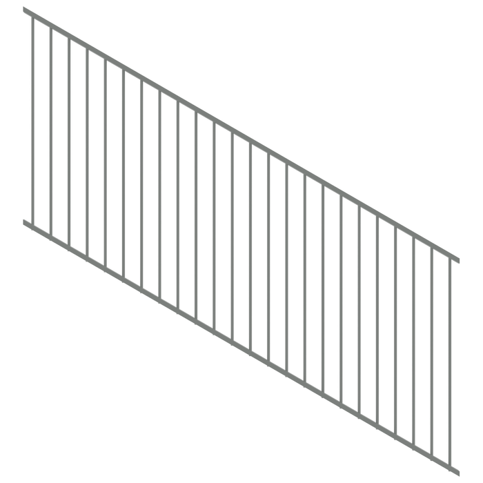 ProtectorAl 1201-2400 x 900mm Palladium Silver Raked 16-30º Flat Top Garden Fence Panel