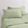 Dreamaker Superfine Washed Microfibre Stripe Quilted Standard Pillowcase Twin Pack Sage Green