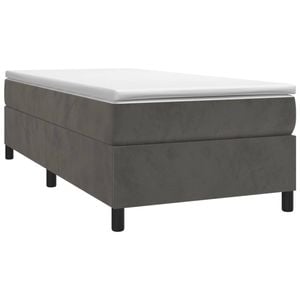 vidaXL Box Spring Bed with Mattress Dark Grey 106x203 cm King Single Size Velvet