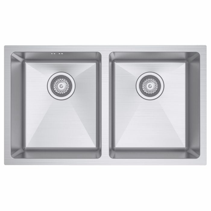 SINX 760 x 450mm Stainless Steel CUBE Handmade Double Bowl Sink