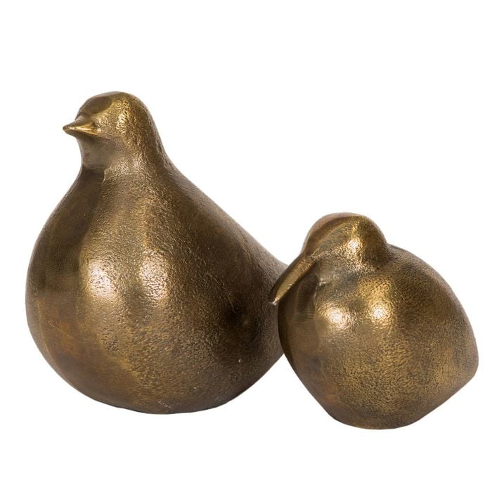 Set Of 2 Ssh Collection Chirp 10 And 15cm Tall Decorative Birds - Antique Brass