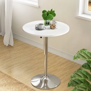 Homfurn Bar Table Tables Kitchen Swivel Gas Lift Outdoor Round Metal White
