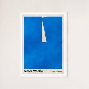 Galrie Kieler Woche 1964 Regatta Poster by Hans Hillmann - Nautical Art, White Frame, A0 84 x 119cm (33 x 47inch)