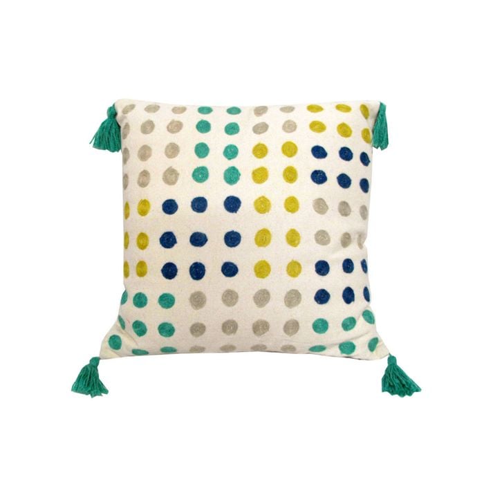J.Elliot Polka Dots Tassel Blue Filled Cushion 43 x 43 cm