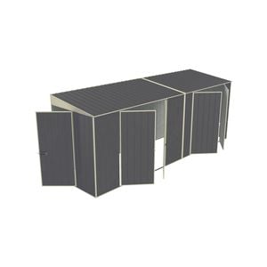 Build-a-Shed 1.5 x 5.2 x 2.0m Tunnel Shed Tunnel Hinged Door Plus Dual Double Hinged Side Doors - Grey