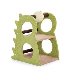 Costway 2-tier Cat Scratching Post Cat Tower Dinasour-shaped Green