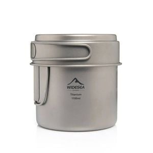NNEOBA 1100ml Ultralight Titanium Camping Pot with Folding Handles Grey
