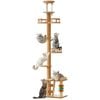 Wooden Cat Tree Tower Floor-to-Ceiling Climbing Scratching Post Adjustable Height 2.5-2.8m