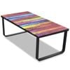 vidaXL Coffee Table with Rainbow Printing Glass Top Living Room Furniture
