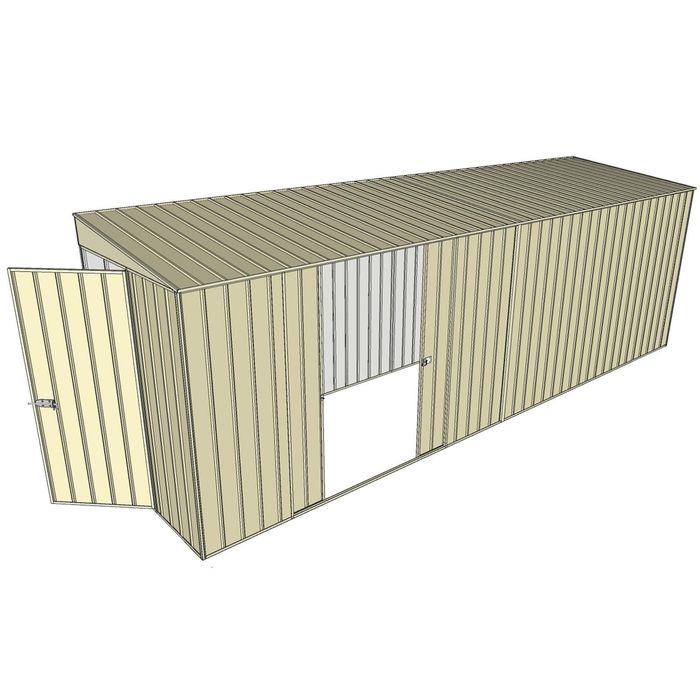 Build-a-Shed 1.5 x 6 x 2m Skillion Double Sliding Side Door Shed - Cream