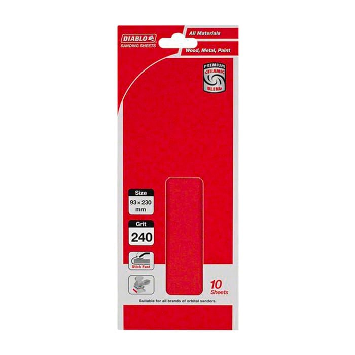 Diablo 93 x 230mm 240 Grit Abrasive Orbital Sheet - 10 Pack