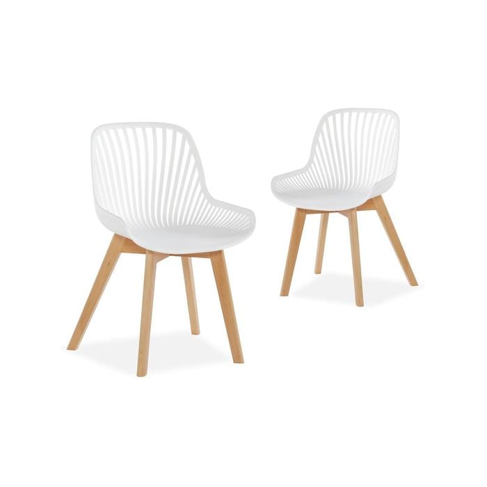 Lilian White Modern Dining Chairs Wooden Legs (set Of 2)