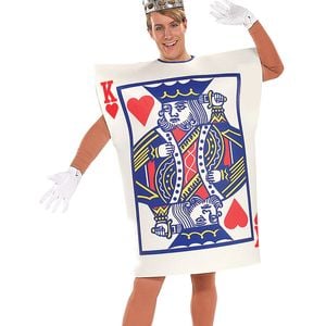 Rubie’s King of Hearts Playing Card Halloween Costume for Adults – Alice in Wonderland Theme, White Colour, Standard