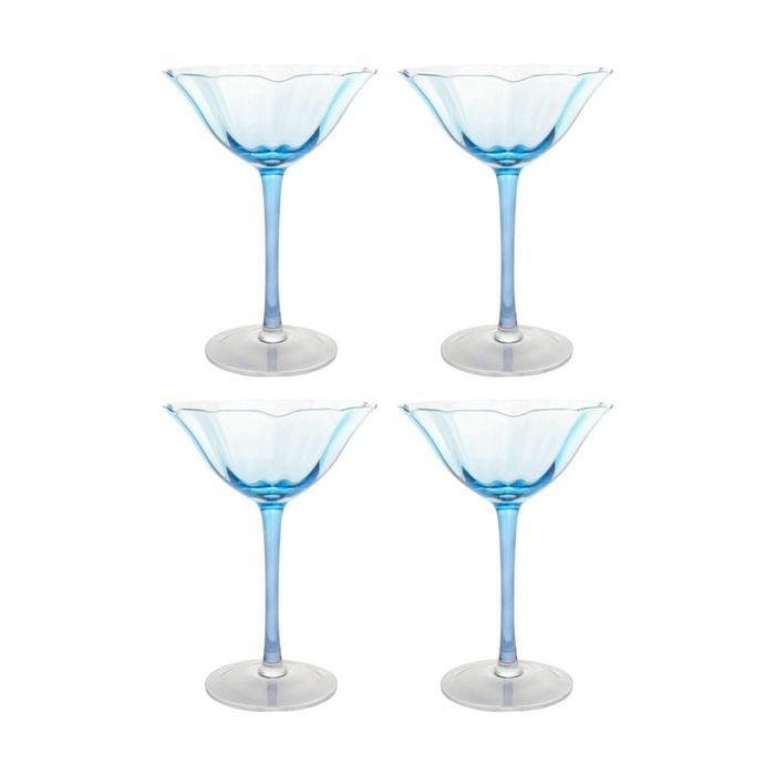 4pk Lvd Decorative Ocean Cocktail Glass Barware/drinkware Decor Blue 20x12x12cm