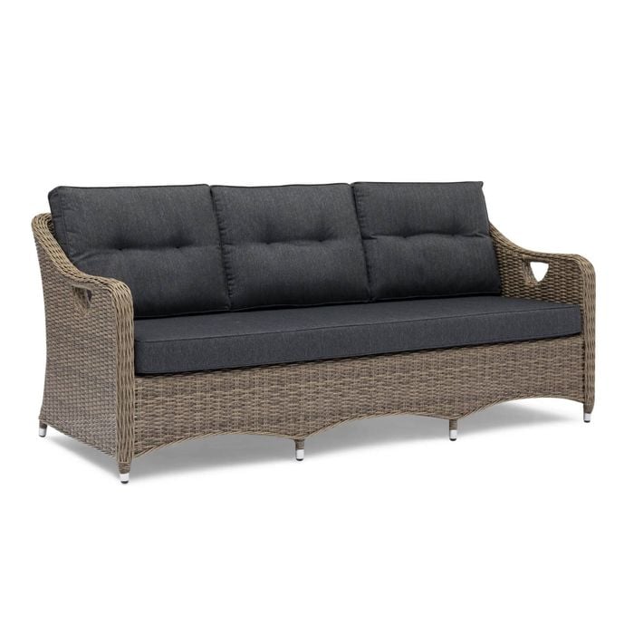FurnitureOkay Liverpool Wicker Outdoor Sofa - Charcoal Cushion