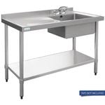 Vogue Single Bowl Sink L/H Drainer - 1200(W) x 960(H) x 600(D)mm