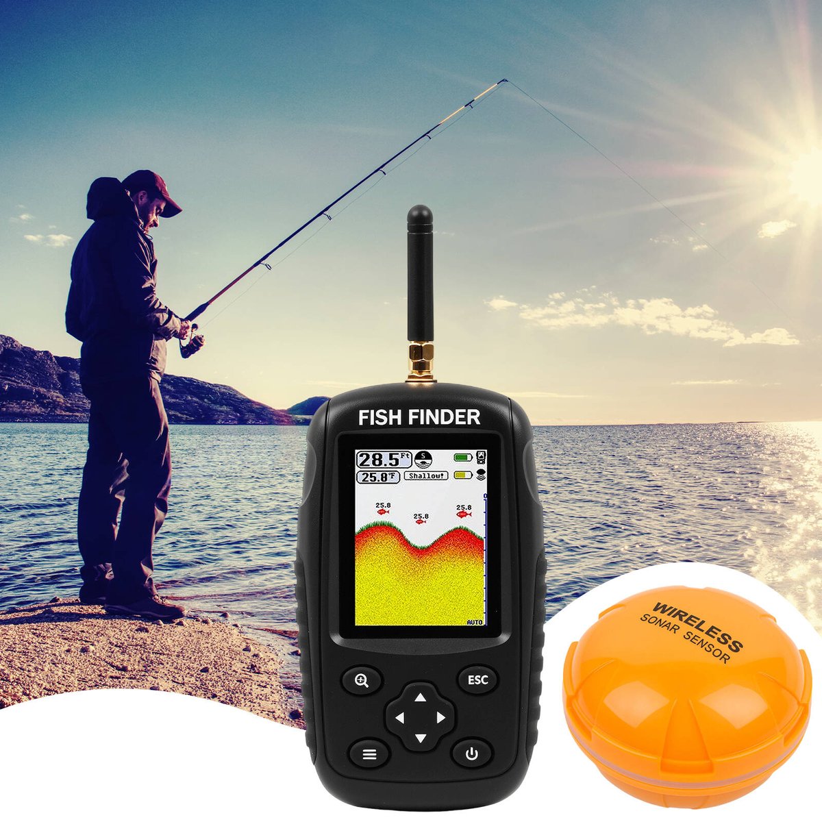 fish finders australia LUCKYLAKER Wired Sensor Finder Boat Waterproof Portable Depth Finder Display Transducer Kayak Fish Sonar Fishing Gear Advwin Fish Finder Wireless Sonar