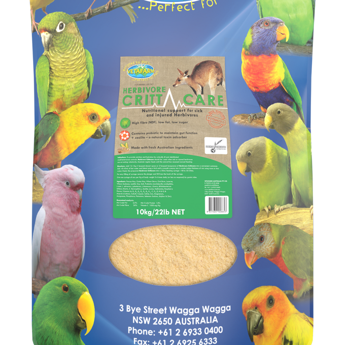 Vetafarm Herbivore CrittaCare Nutritional Support for Sick Herbivores 10kg