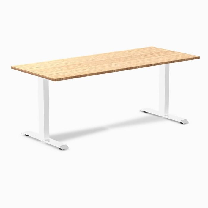 Desky Fixed Height Bamboo Desk 180x75cm White Leg