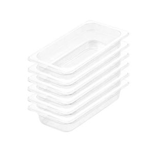 SOGA 1/3 GN Polycarbonate Food Pan 65mm Clear 6 Pack