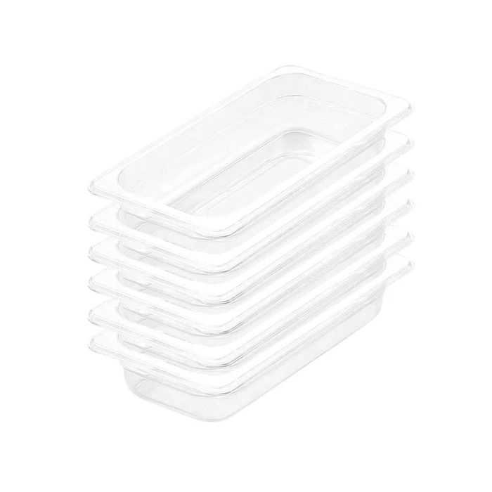 SOGA 1/3 GN Polycarbonate Food Pan 65mm Clear 6 Pack