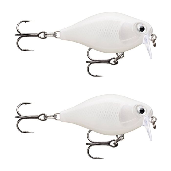 2x Rapala 3.5cm X Light Crank Shallow Run Crankbait Fishing Lures - Pearl White