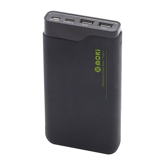 Moki Power Bank 15000mAh w/ Type-C Rapid Charge - Black