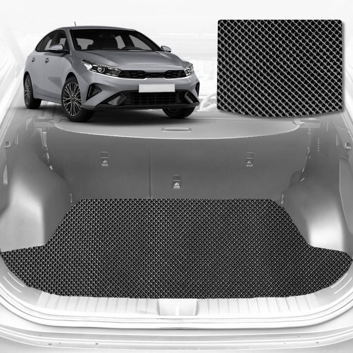 6D Diamond Car Boot Mat for Kia Cerato (BD)2018-Current-Cargo Mat-Black-Outback GT