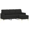 vidaXL 3-Seater Sofa with Footstool Black 180 cm Fabric