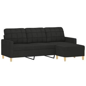 vidaXL 3-Seater Sofa with Footstool Black 180 cm Fabric