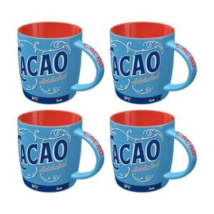 4x Nostalgic-art Ceramic Mug Cacao Addicted 330ml Retro/vintage Blue Coffee Cup