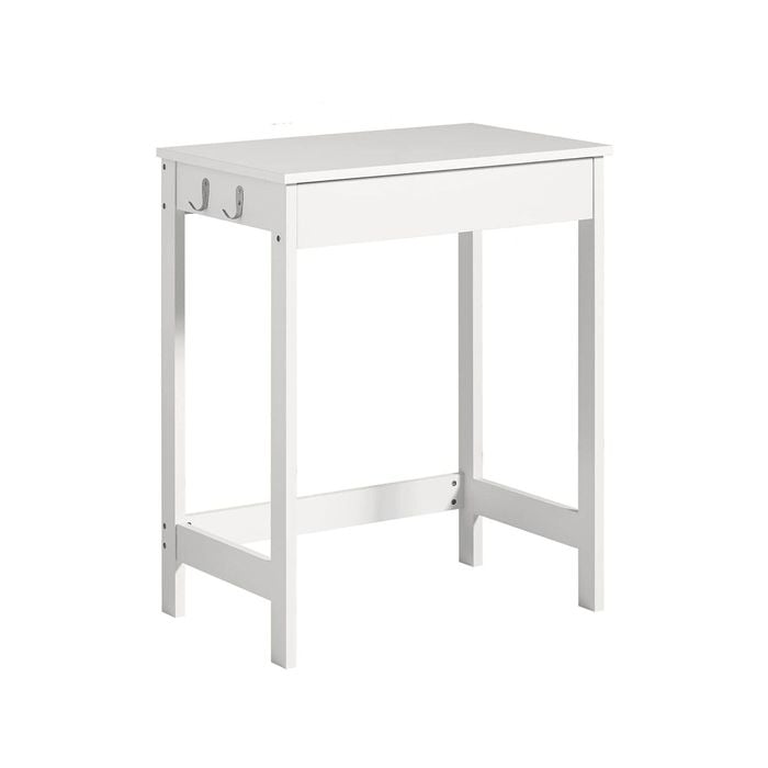 Small White Desk with Drawer Hooks, 60 x 40 x 76 cm (White)