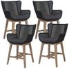 Stud Set of 4 Rope Outdoor Dining High Bar Chair Barstool with Timber Wood Frame