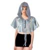 Adult Iridescent Metallic Mini Hooded Cape Halloween Costume Party Silver