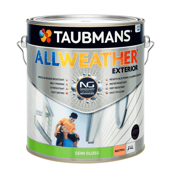 Taubmans 4L Neutral Semi Gloss All Weather Exterior Paint