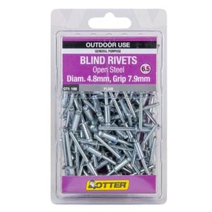 Otter 4.8 x 7.9mm Open Steel Blind Rivets - 100 Pack