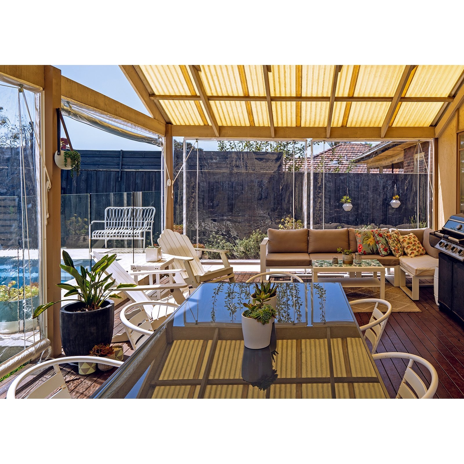 Bistro Blinds 300 x 240cm 0.75mm Charocal PVC Outdoor Bistro Blind Bunnings Australia