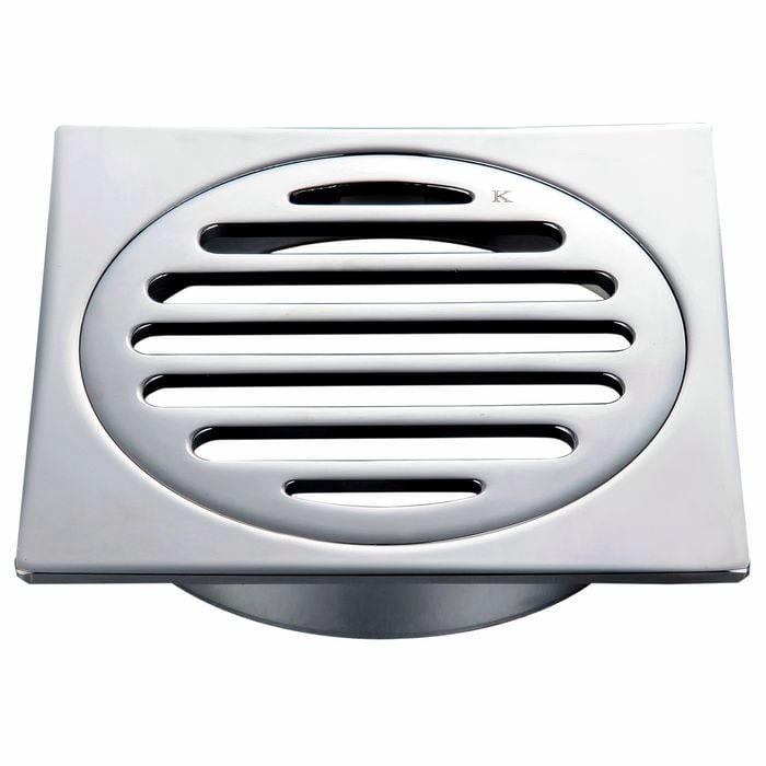 Kinetic 100mm Chrome Brass Square Floor Grate