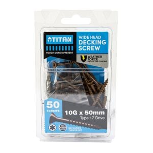 Titan 10G x 50mm Weather Force Wide Head Decking Screw - 50 Pack