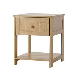 Oikiture Bedside Table Side End 1 Drawer Storage Shelf Nightstand Natural