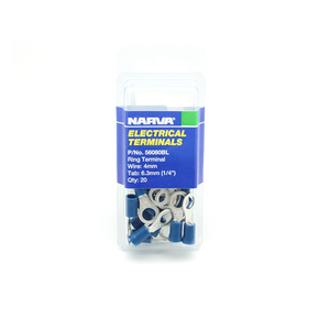 Narva 4mm Ring with 6.3mm Hole Electrical Ring Terminal - 20 Pack