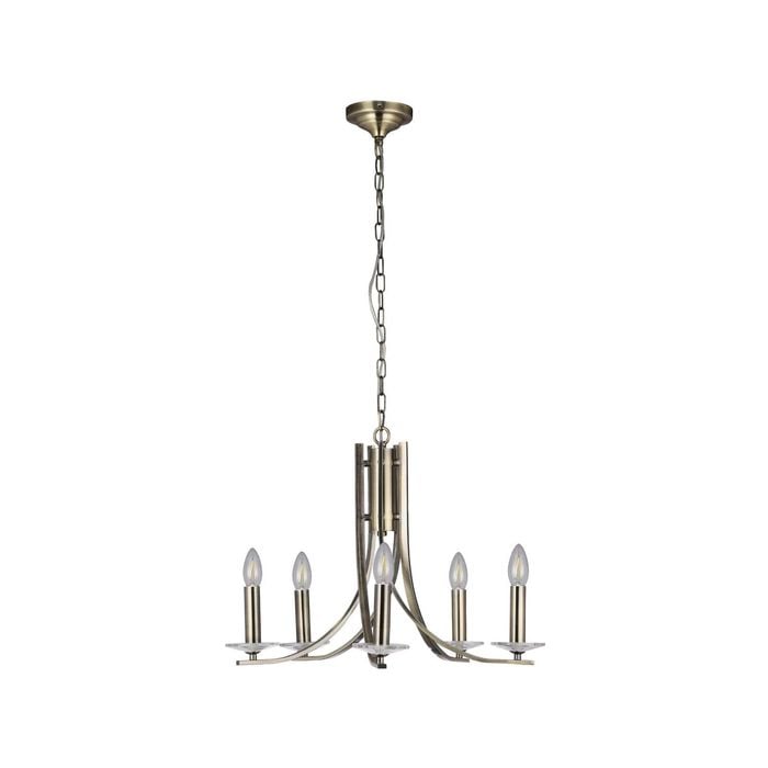 Lexi Lighting Corrine 5 Lights Chandelier Light - Antique Brass 58 cm