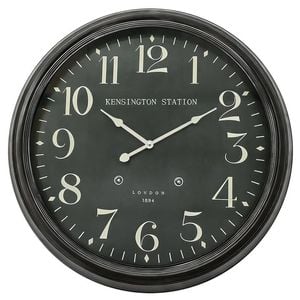 P&P Black Metal 63cm Kensington Station Wall Clock