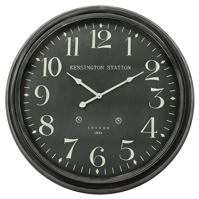 P&P Black Metal 63cm Kensington Station Wall Clock
