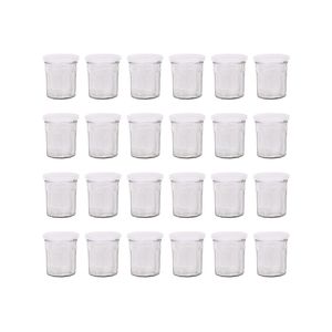 Argon Tableware Glass Jam Jars with White Lids - 150ml - Pack of 24